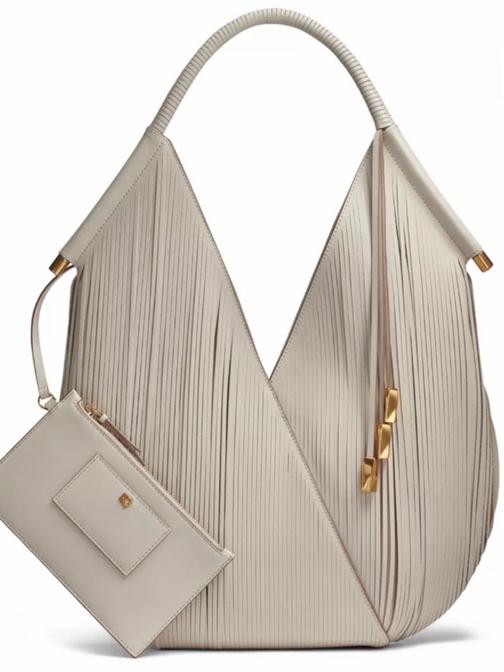Donna Karan Baldwin Hobo Bag NWT Pleated Leather Sand Gold Hardware